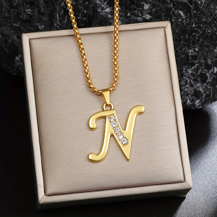 Initial crystal necklace | Gold