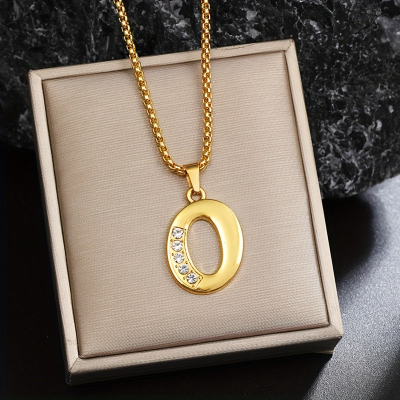 Initial crystal necklace | Gold