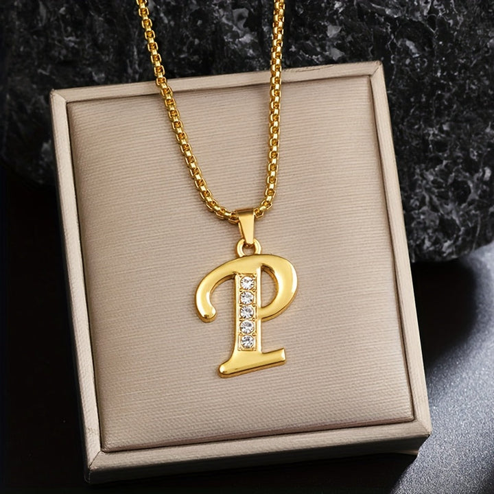 Initial crystal necklace | Gold