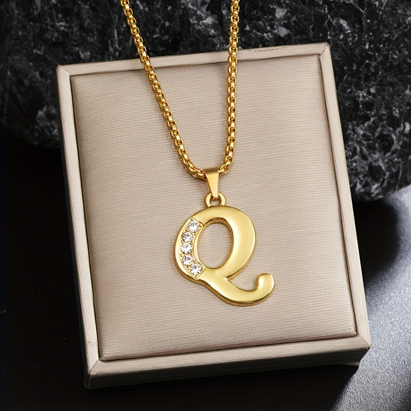 Initial crystal necklace | Gold