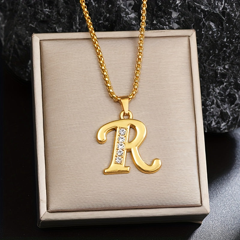 Initial crystal necklace | Gold