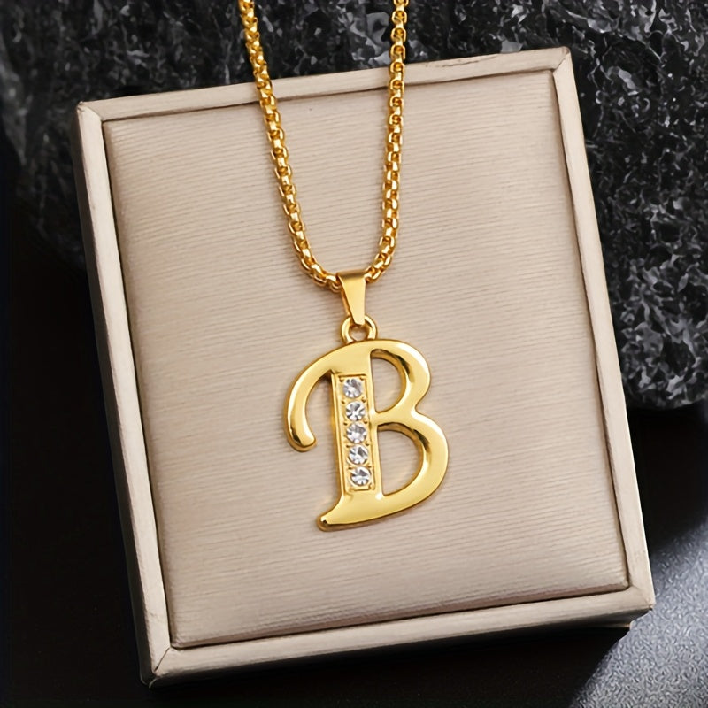 Initial crystal necklace | Gold