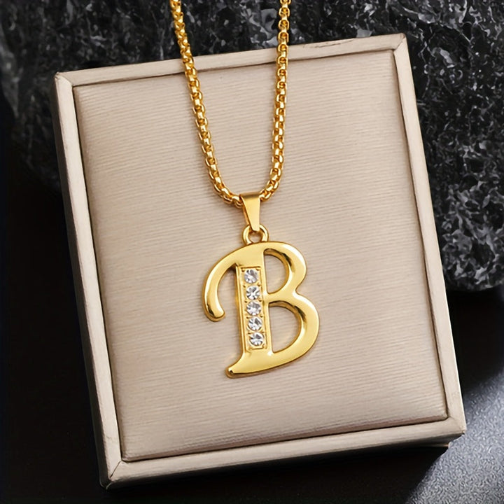 Initial crystal necklace | Gold