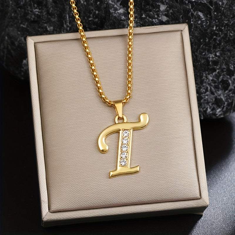 Initial crystal necklace | Gold