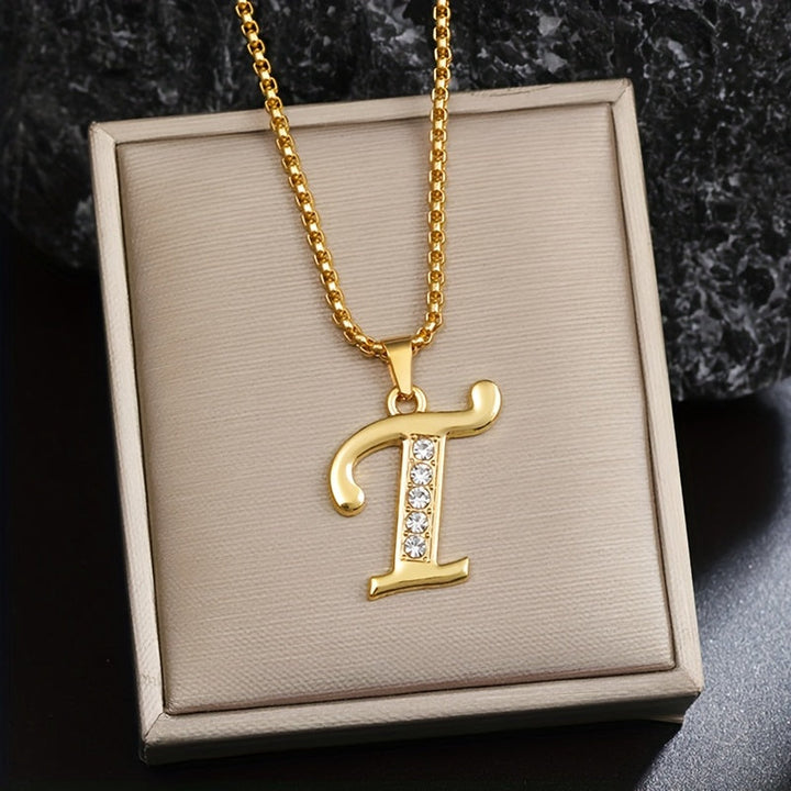 Initial crystal necklace | Gold