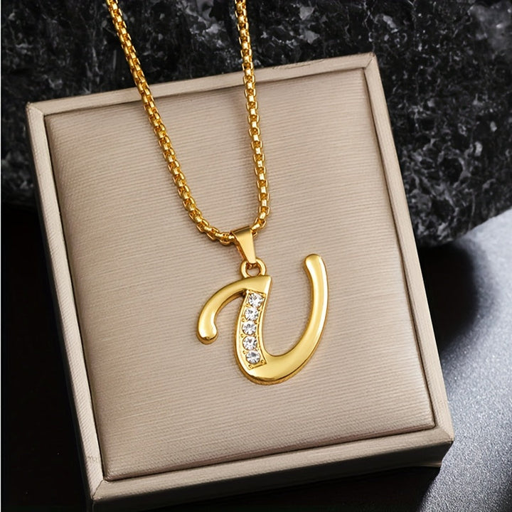 Initial crystal necklace | Gold