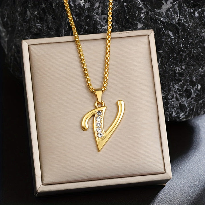 Initial crystal necklace | Gold