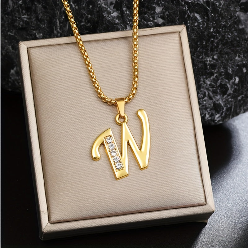 Initial crystal necklace | Gold