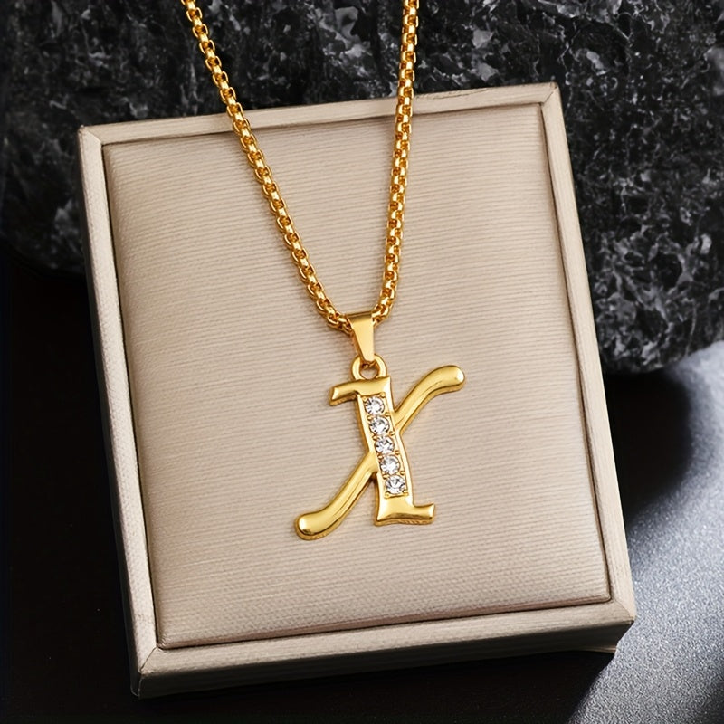 Initial crystal necklace | Gold