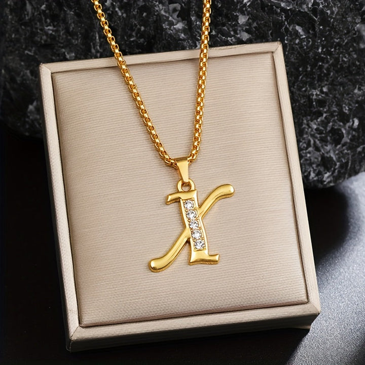 Initial crystal necklace | Gold