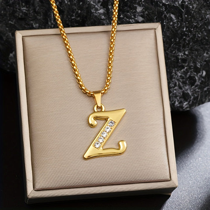 Initial crystal necklace | Gold