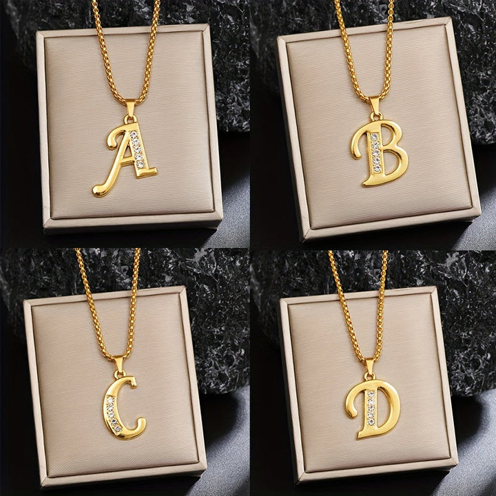 Initial crystal necklace | Gold