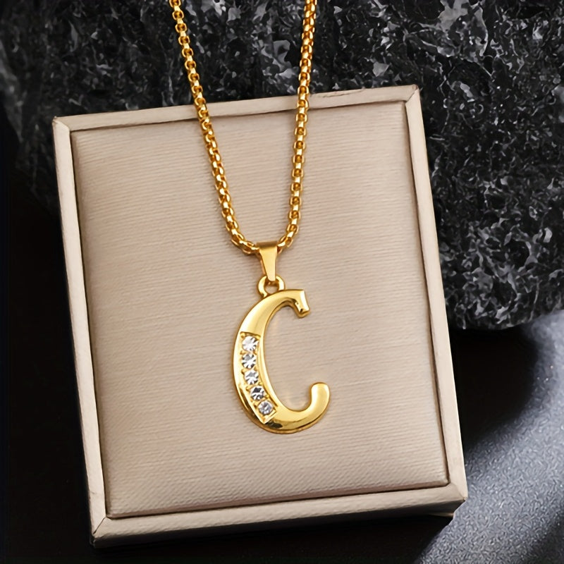 Initial crystal necklace | Gold
