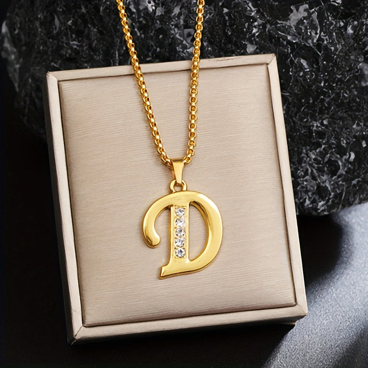 Initial crystal necklace | Gold