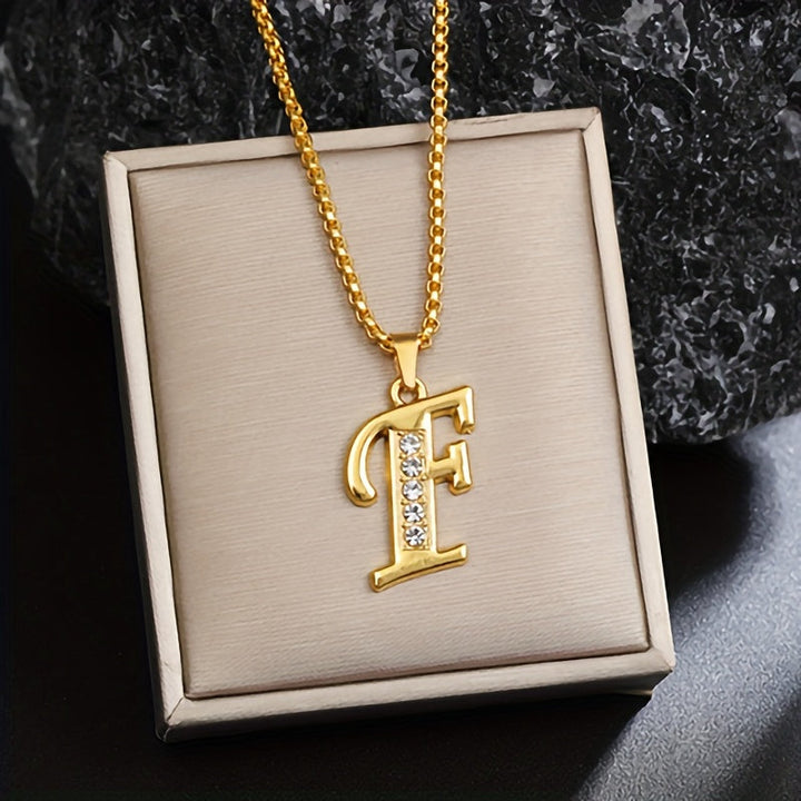 Initial crystal necklace | Gold