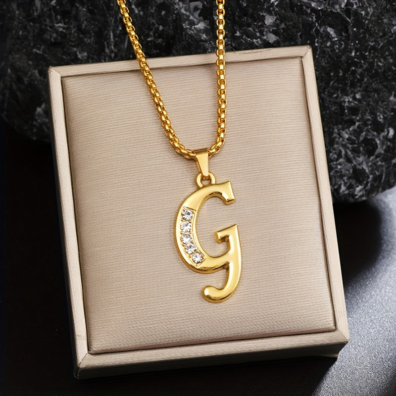 Initial crystal necklace | Gold