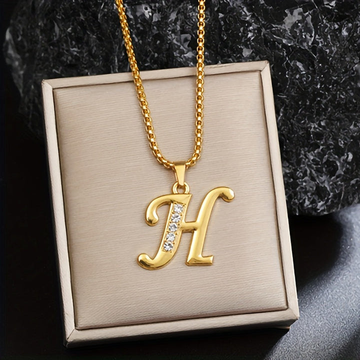Initial crystal necklace | Gold