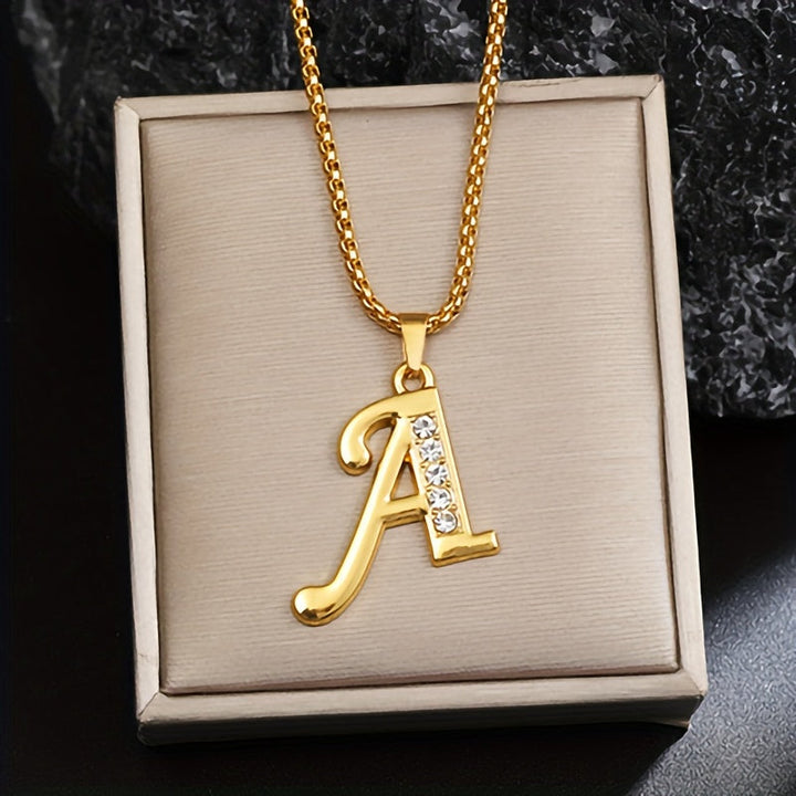 Initial crystal necklace | Gold