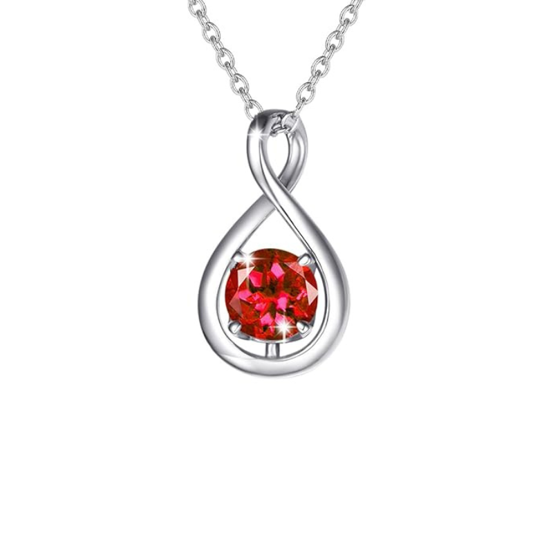 Infinity pendant necklace in rubies | White gold