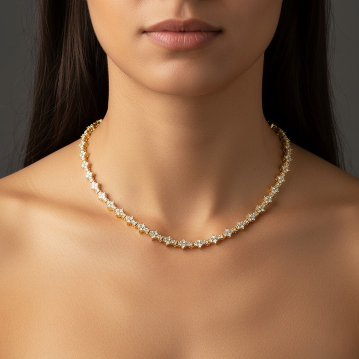 Classic tennis necklace | Gold