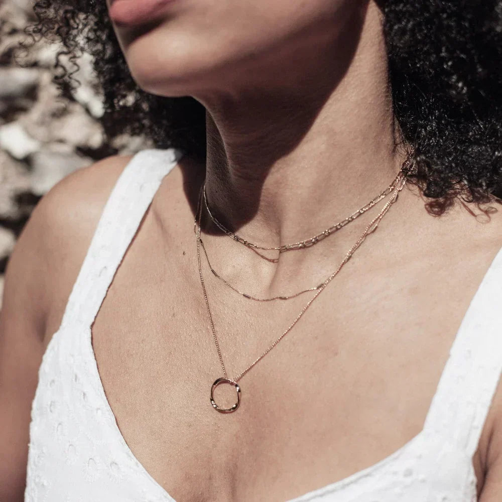 Three-row open circle necklace | Gold
