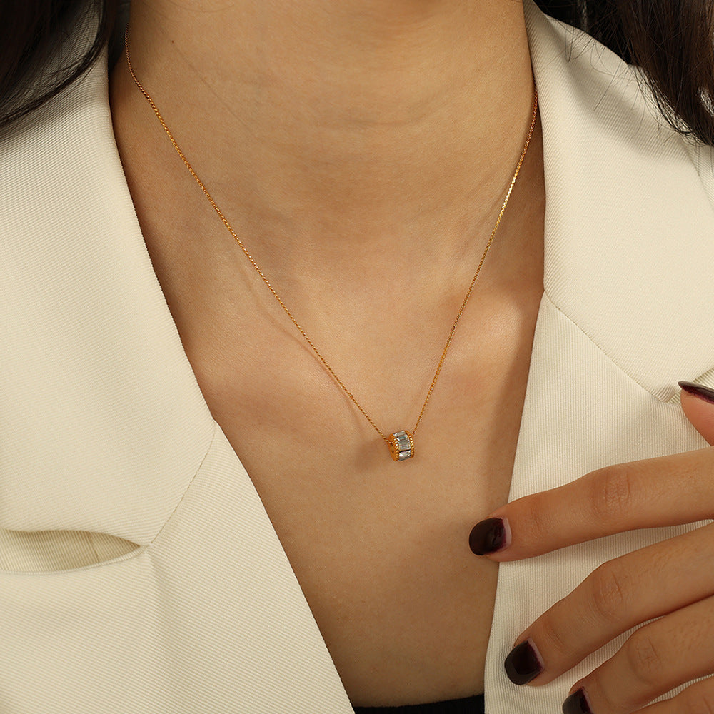 Polished Barrel Necklace Élina | Gold