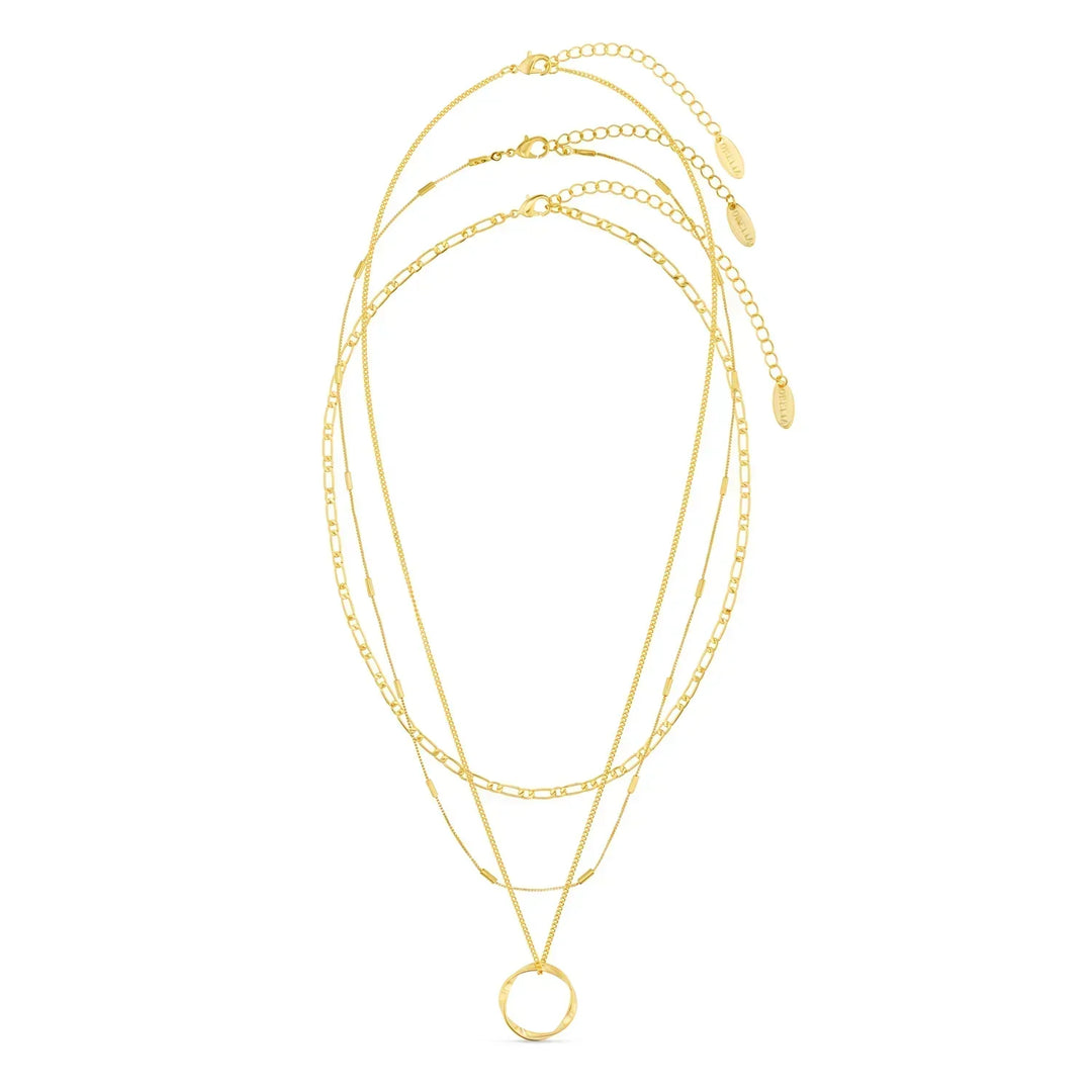 Three-row open circle necklace | White gold