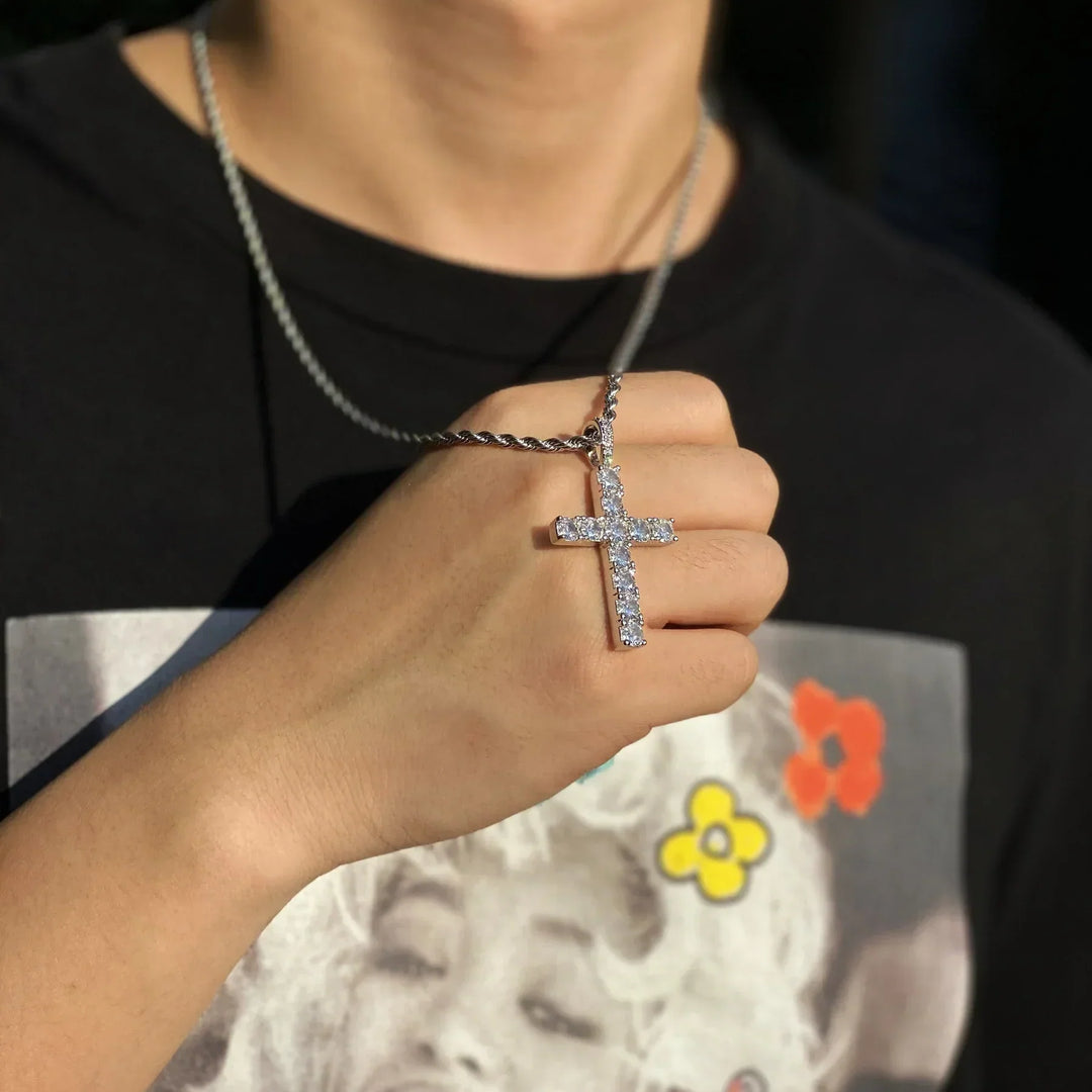 Cross necklace | White gold
