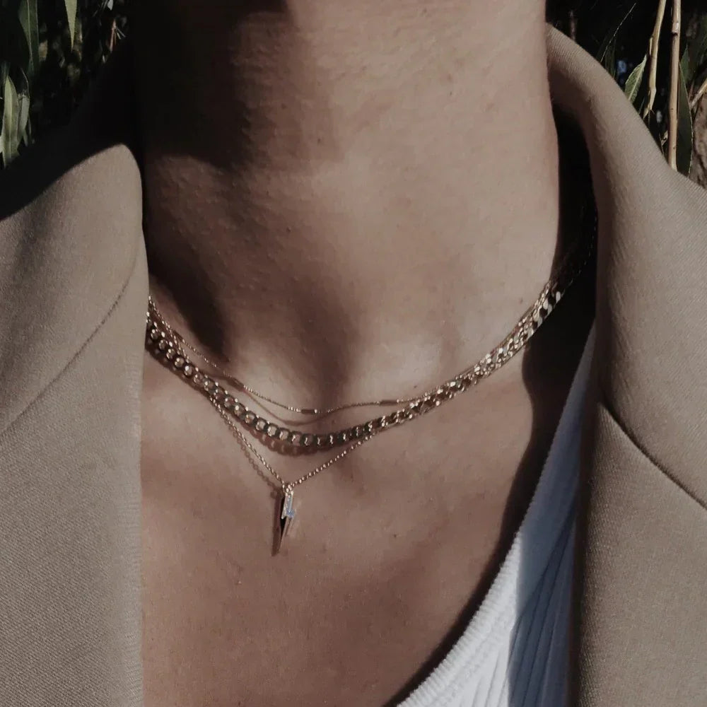 Flat Link Chain Necklace | Gold