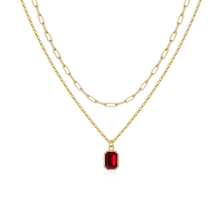 Layered Ruby Necklace with Clip | Gold