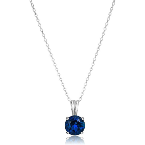 Round Sapphire Necklace | White Gold