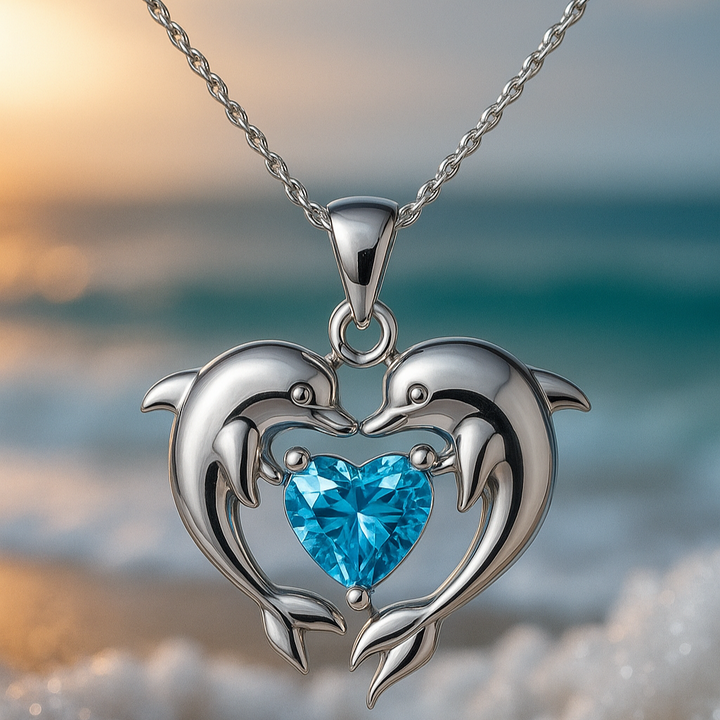 Collier double avec des dauphins de l&