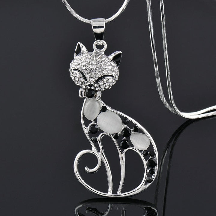 Collier chat à brillants | Or blanc