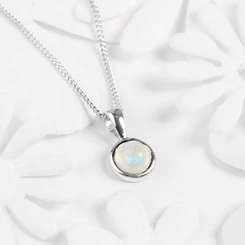 Collier en pierre de lune | Or blanc