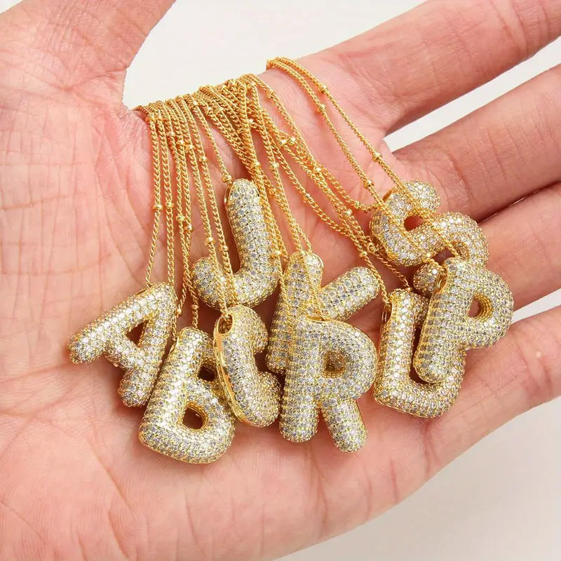 Initial letter bubble necklace | Gold