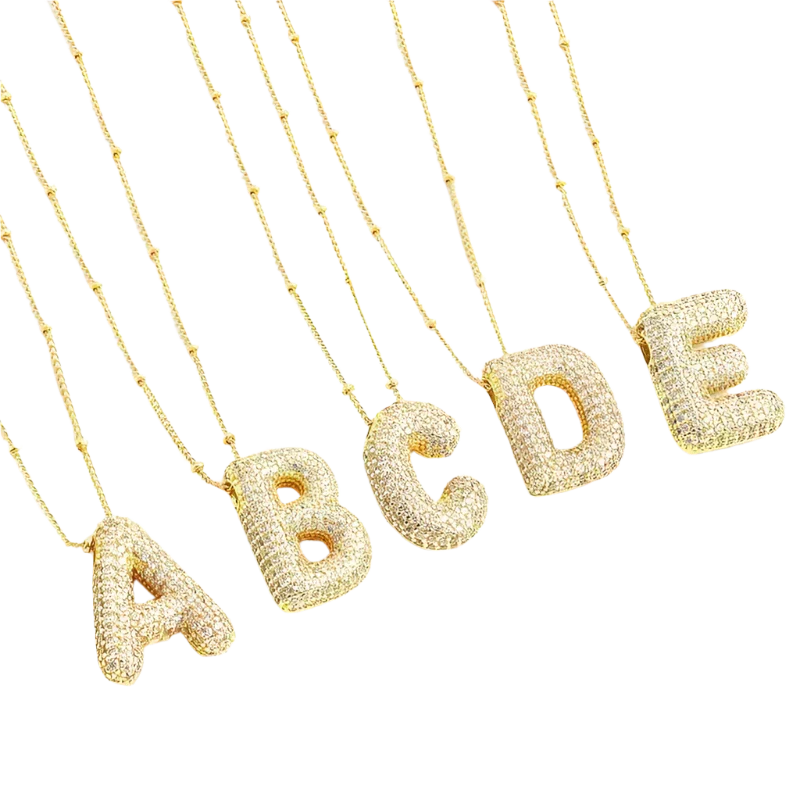 Initial letter bubble necklace | White gold