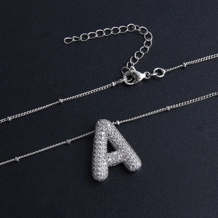 Initial letter bubble necklace | White gold