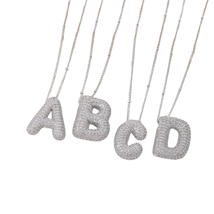 Initial letter bubble necklace | White gold