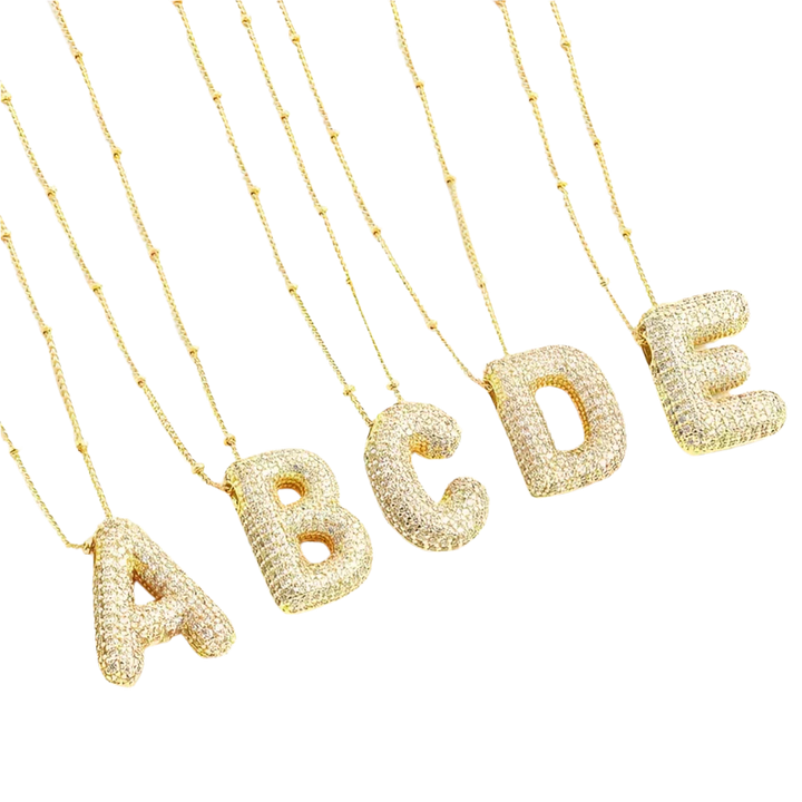 Initial letter bubble necklace | Gold