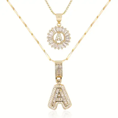 Initial Paved Necklace | White Gold