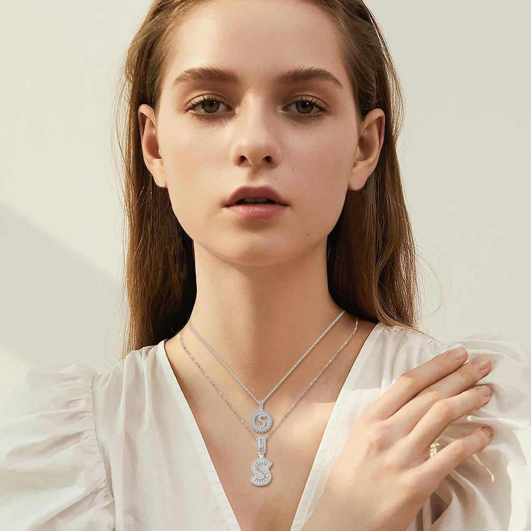 Initial Paved Necklace | White Gold