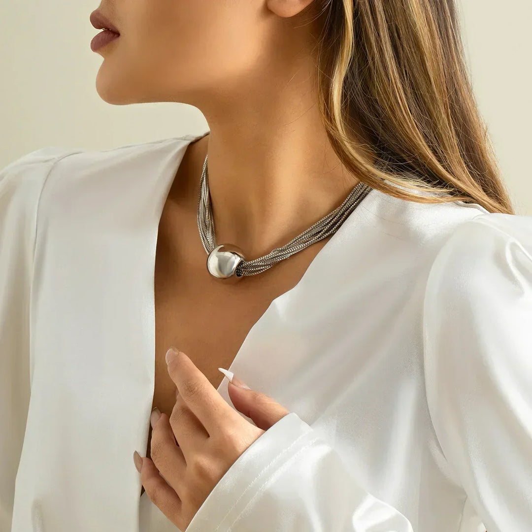 Collier rétro avec des perles colorées | Or