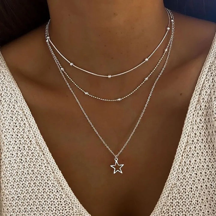 Collier rétro avec étoile | Or
