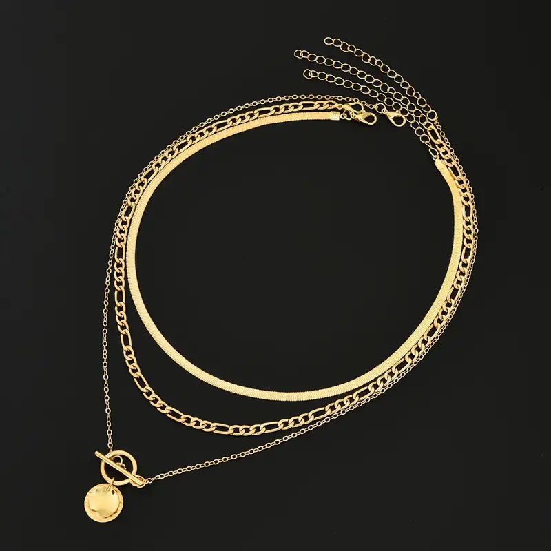 Layered textured piece Savira Necklace | Gold