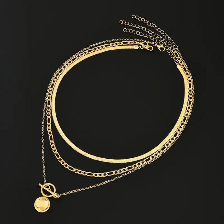 Layered textured piece Savira Necklace | Gold
