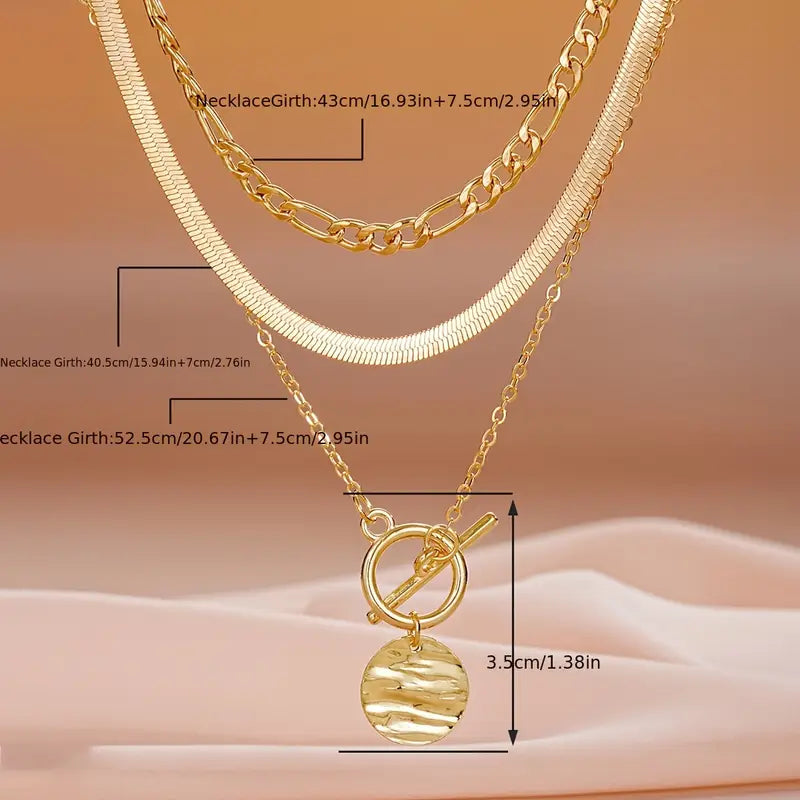 Layered textured piece Savira Necklace | Gold