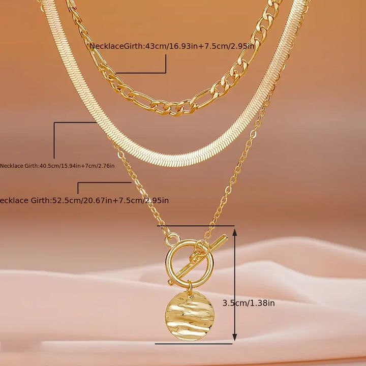 Layered textured piece Savira Necklace | Gold