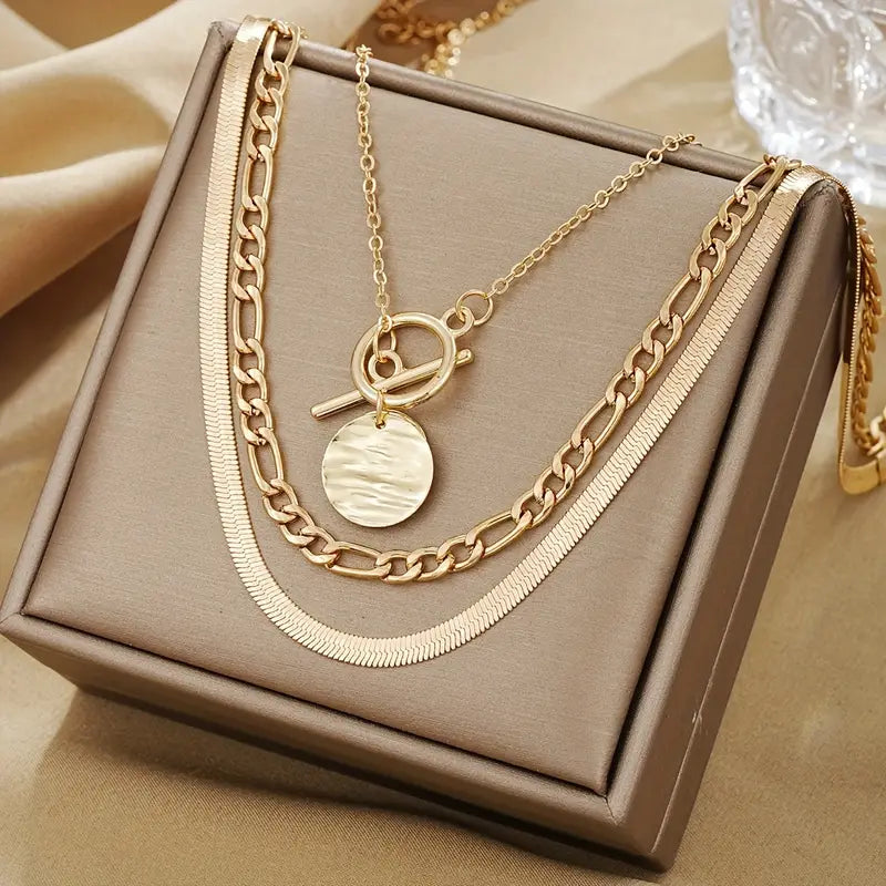 Layered textured piece Savira Necklace | Gold