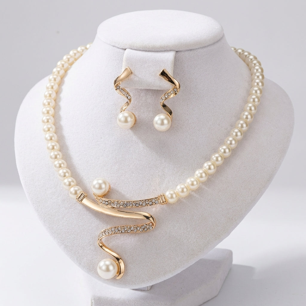 Ensemble cadeau en perles naturelles : collier et boucles d&