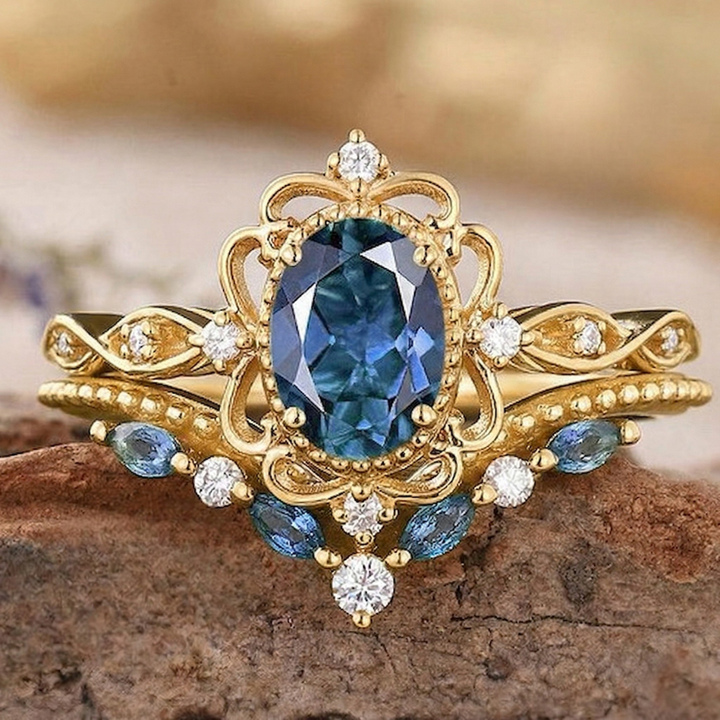 Azelia Sapphire Ring Set | Gold